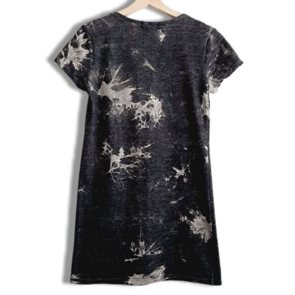 ANTISTAR Tie-Dye V-Neck Mini Dress Tunic Grey Shades Neutral Sz S - Picture 2 of 11